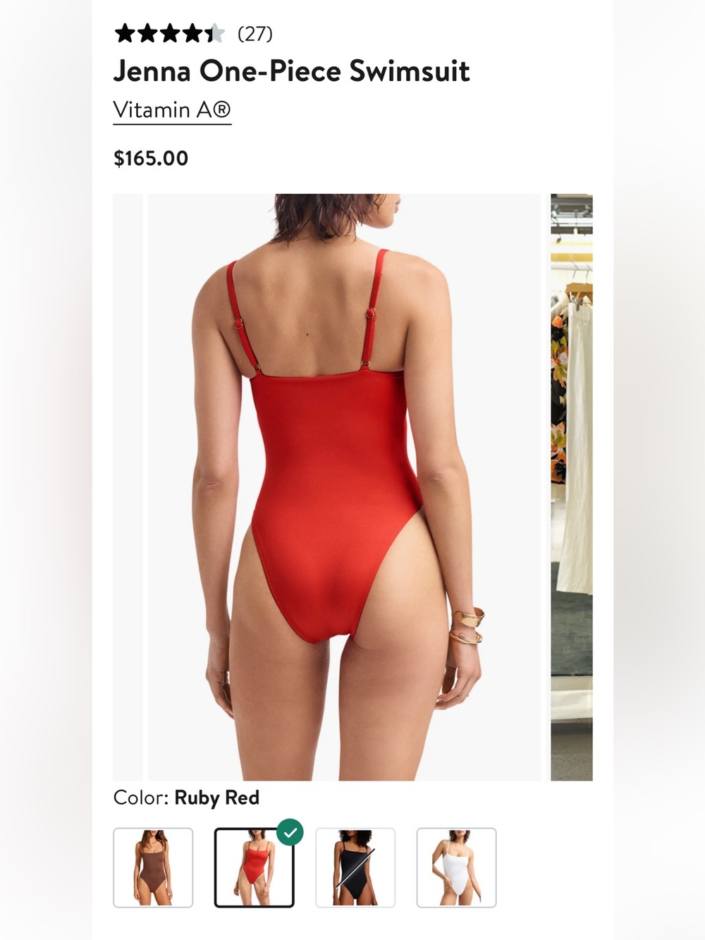 Vitamin A Ruby Red Jenna One-Piece Swimsuit L, NWT